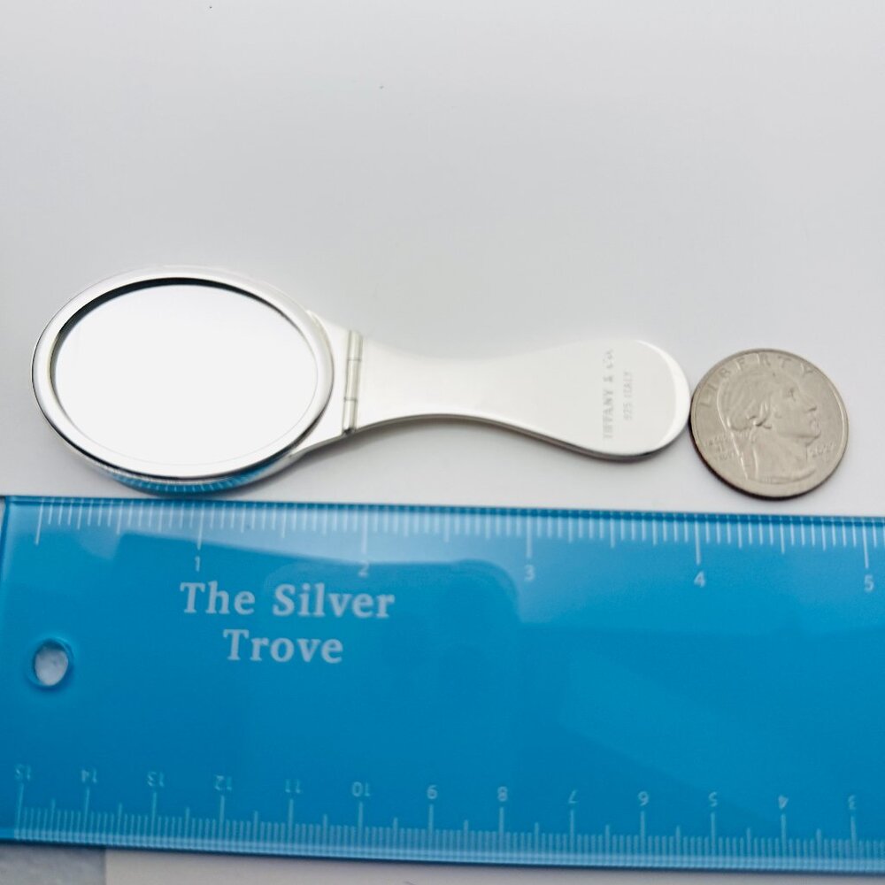 Vintage Tiffany & Co Makeup Cosmetic Folding Purse Mirror Compact in Silver - Picture 7 of 7